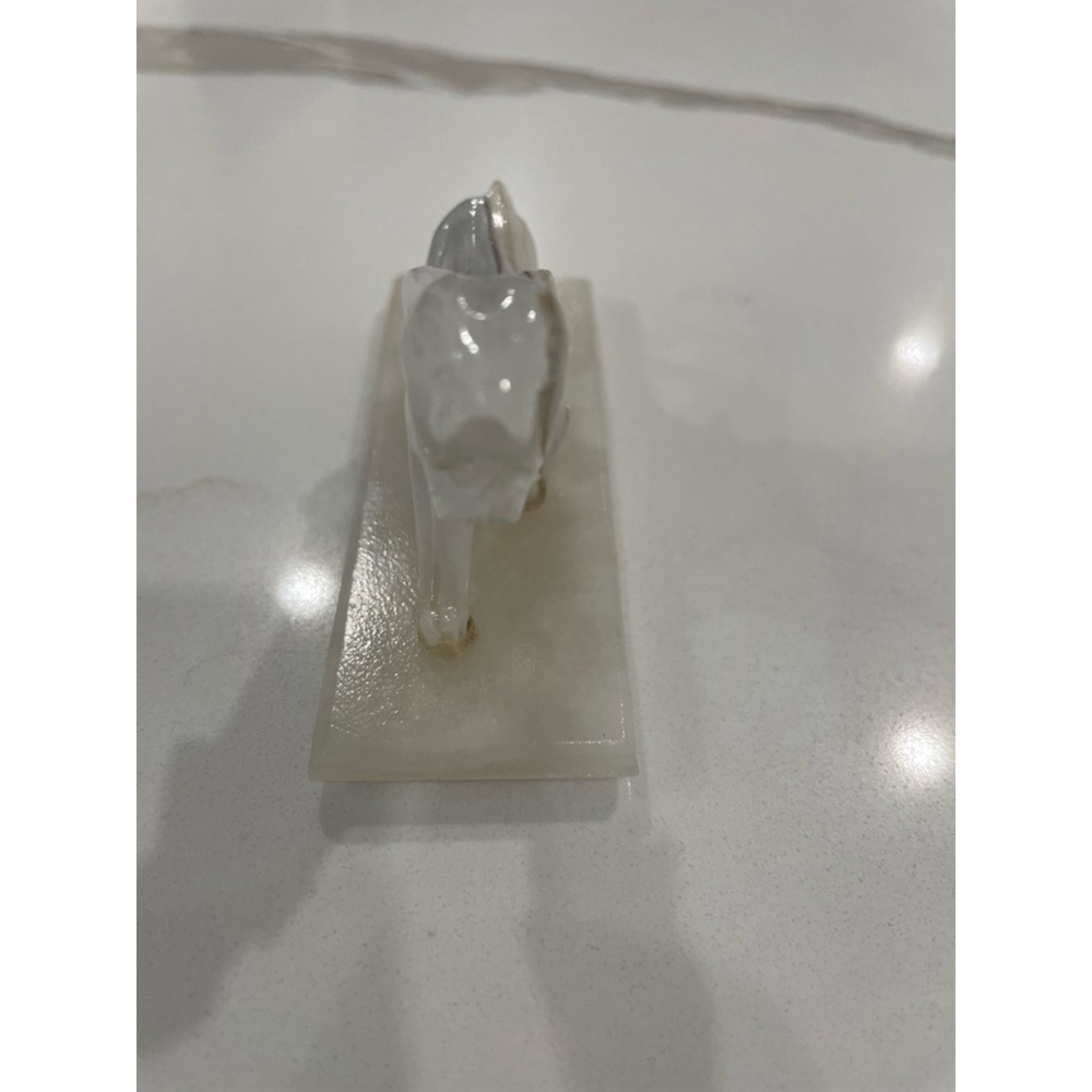 Vintage Marble Onyx Hand Carved Stone Big Cat Tiger Cougar Jaguar White Desk - Picture 5 of 8
